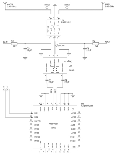AT86RF231 AD-REB RF section schematic Section schematic
